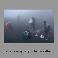 abandoning camp in bad weather